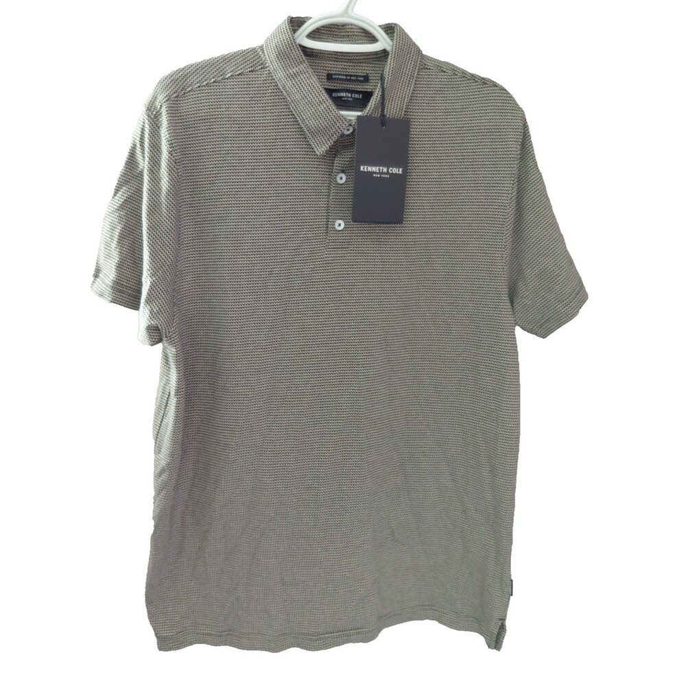 NEW Kenneth Cole Men's Large Taupe Golf Polo Shirt Short Sleeve